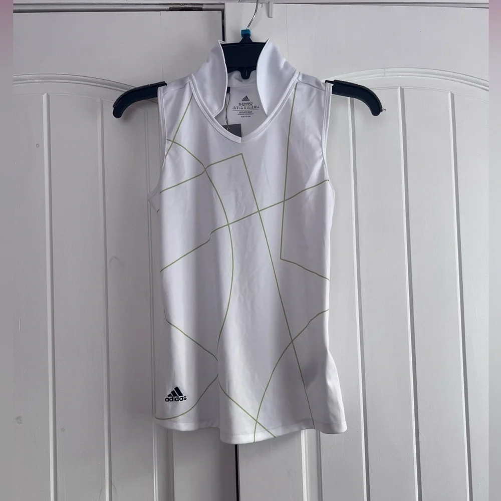 Adidas Girls Sleeveless Golf Polo Pulse Lime White Size Medium NWT